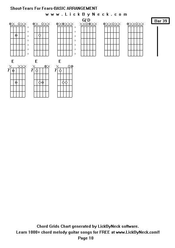 Chord Grids Chart of chord melody fingerstyle guitar song-Shout-Tears For Fears-BASIC ARRANGEMENT,generated by LickByNeck software.